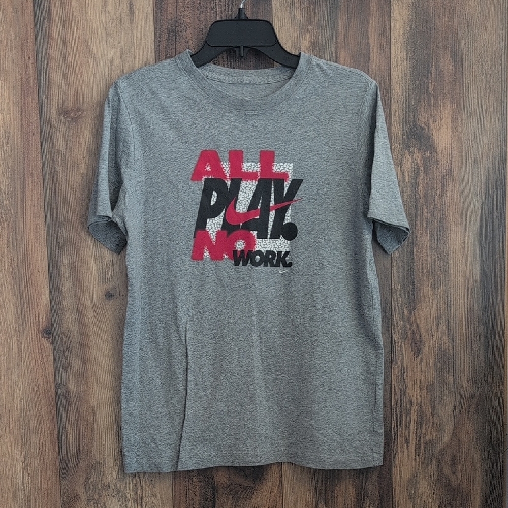 Nike Youth XL Gray Tee with Red and Black Logo